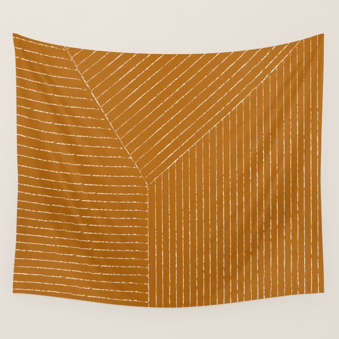 Lines (Golden Brown) Wall Tapestry Gallery Image 1