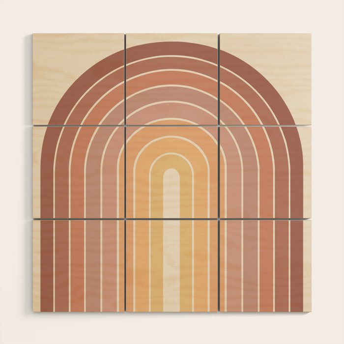 Gradient Arch VII Earthy Pastel Mid Century Modern Rainbow Wood Wall Art Gallery Image 1
