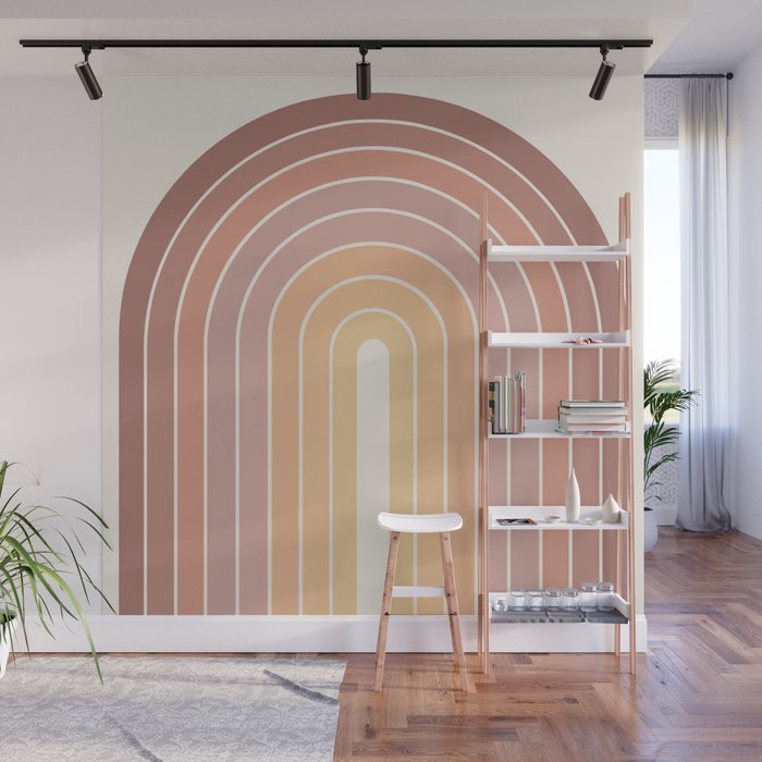 Gradient Arch VII Earthy Pastel Mid Century Modern Rainbow Wall Mural Gallery Image 1