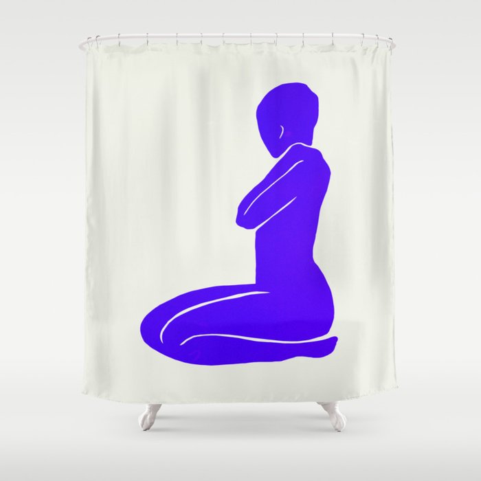 Nude I: Electric Ultramarine Blue Edition Shower Curtain Gallery Image 1