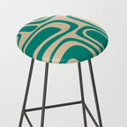 Palm Springs - Midcentury Modern Abstract Pattern in Mid Mod Turquoise Teal and Beige  Stool Gallery Image 2