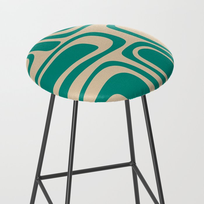 Palm Springs - Midcentury Modern Abstract Pattern in Mid Mod Turquoise Teal and Beige  Stool Gallery Image 2