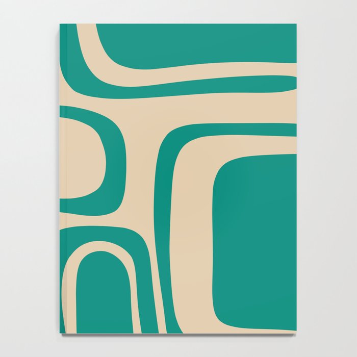 Palm Springs - Midcentury Modern Abstract Pattern in Mid Mod Turquoise Teal and Beige  Notebook Gallery Image 4
