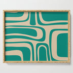 Palm Springs - Midcentury Modern Abstract Pattern in Mid Mod Turquoise Teal and Beige  Serving Tray Gallery Image 1