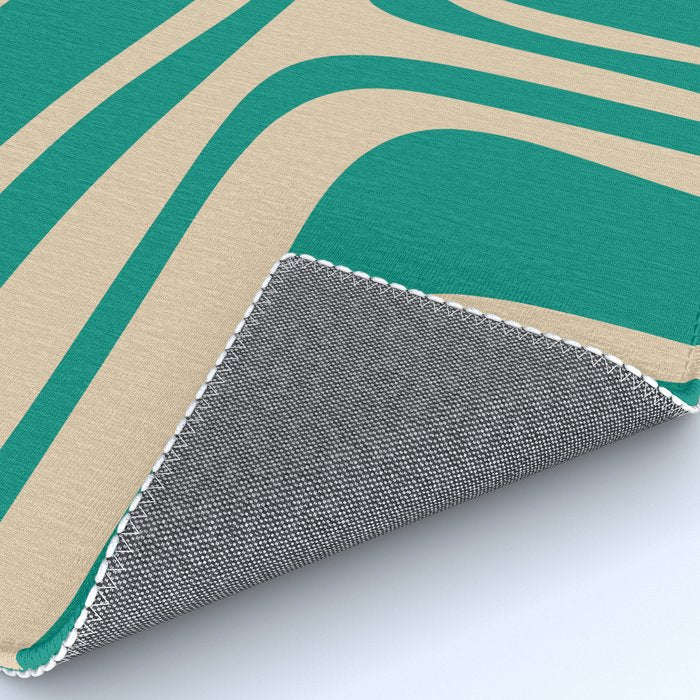 Palm Springs - Midcentury Modern Abstract Pattern in Mid Mod Turquoise Teal and Beige  Rug Gallery Image 4