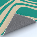 Palm Springs - Midcentury Modern Abstract Pattern in Mid Mod Turquoise Teal and Beige  Rug Gallery Image 4