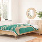 Palm Springs - Midcentury Modern Abstract Pattern in Mid Mod Turquoise Teal and Beige  Duvet Cover Gallery Image 2
