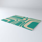 Palm Springs - Midcentury Modern Abstract Pattern in Mid Mod Turquoise Teal and Beige  Rug Gallery Image 3