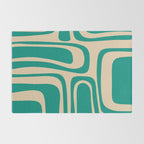 Palm Springs - Midcentury Modern Abstract Pattern in Mid Mod Turquoise Teal and Beige  Rug Gallery Image 2