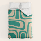 Palm Springs - Midcentury Modern Abstract Pattern in Mid Mod Turquoise Teal and Beige  Duvet Cover Gallery Image 6