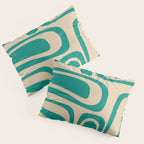 Palm Springs - Midcentury Modern Abstract Pattern in Mid Mod Turquoise Teal and Beige  Pillow Sham Gallery Image 3
