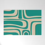 Palm Springs - Midcentury Modern Abstract Pattern in Mid Mod Turquoise Teal and Beige  Welcome Mat Gallery Image 1