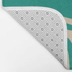 Palm Springs - Midcentury Modern Abstract Pattern in Mid Mod Turquoise Teal and Beige  Bath Mat Gallery Image 2
