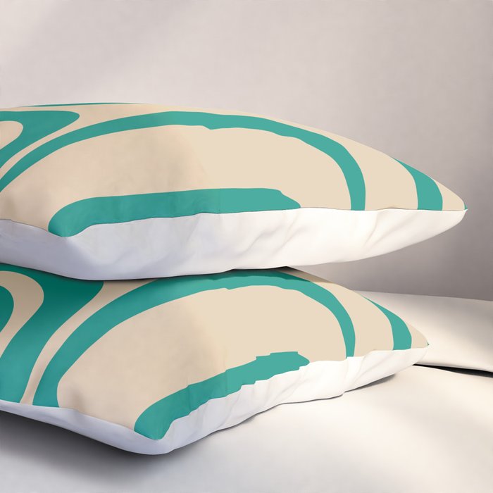 Palm Springs - Midcentury Modern Abstract Pattern in Mid Mod Turquoise Teal and Beige  Pillow Sham Gallery Image 3