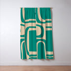 Palm Springs - Midcentury Modern Abstract Pattern in Mid Mod Turquoise Teal and Beige  Window Curtain Gallery Image 3