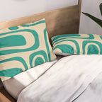 Palm Springs - Midcentury Modern Abstract Pattern in Mid Mod Turquoise Teal and Beige  Pillow Sham Gallery Image 2