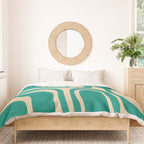Palm Springs - Midcentury Modern Abstract Pattern in Mid Mod Turquoise Teal and Beige  Duvet Cover Gallery Image 3