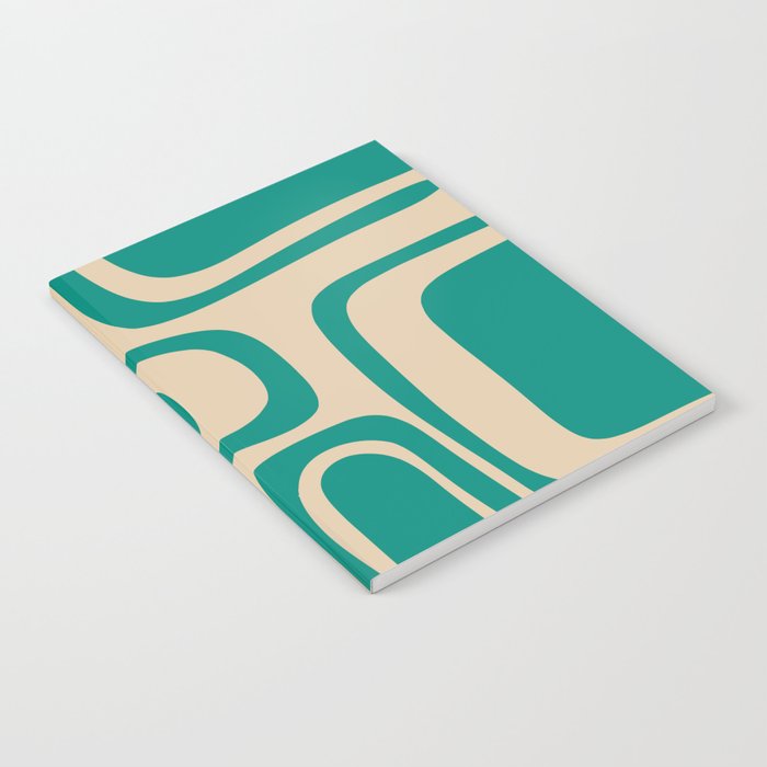 Palm Springs - Midcentury Modern Abstract Pattern in Mid Mod Turquoise Teal and Beige  Notebook Gallery Image 2