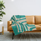 Palm Springs - Midcentury Modern Abstract Pattern in Mid Mod Turquoise Teal and Beige  Throw Blanket Gallery Image 1