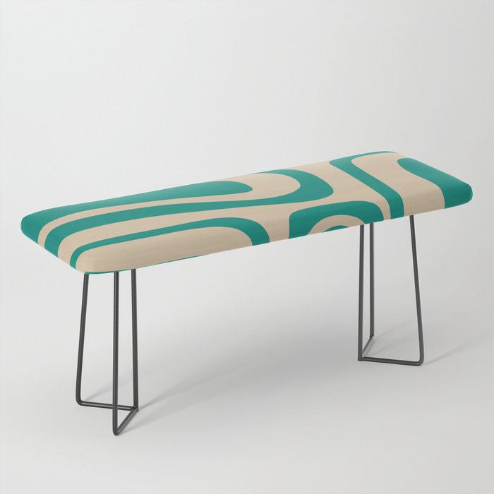Palm Springs - Midcentury Modern Abstract Pattern in Mid Mod Turquoise Teal and Beige  Bench Gallery Image 1