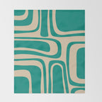 Palm Springs - Midcentury Modern Abstract Pattern in Mid Mod Turquoise Teal and Beige  Throw Blanket Gallery Image 2