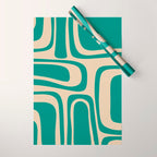 Palm Springs - Midcentury Modern Abstract Pattern in Mid Mod Turquoise Teal and Beige  Wrapping Paper Gallery Image 1