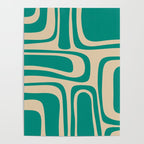 Palm Springs - Midcentury Modern Abstract Pattern in Mid Mod Turquoise Teal and Beige  Poster Gallery Image 4