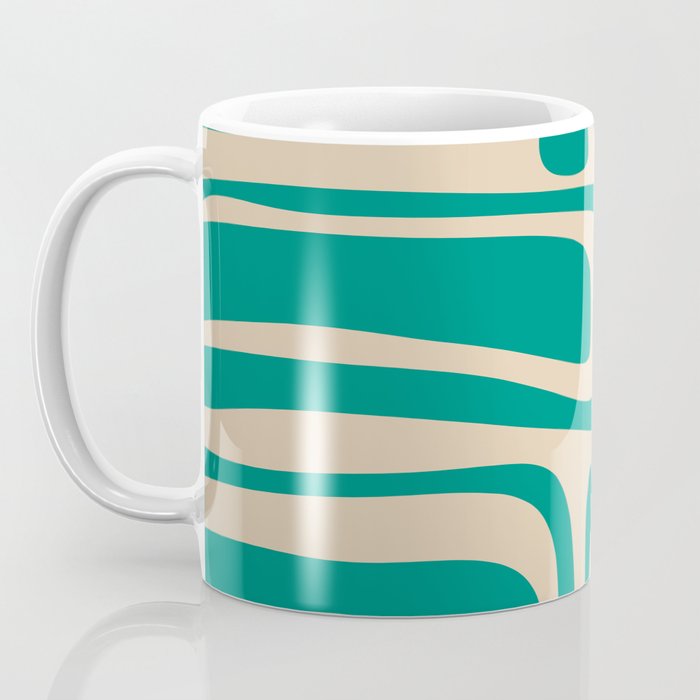 Palm Springs - Midcentury Modern Abstract Pattern in Mid Mod Turquoise Teal and Beige  Coffee Mug Gallery Image 3