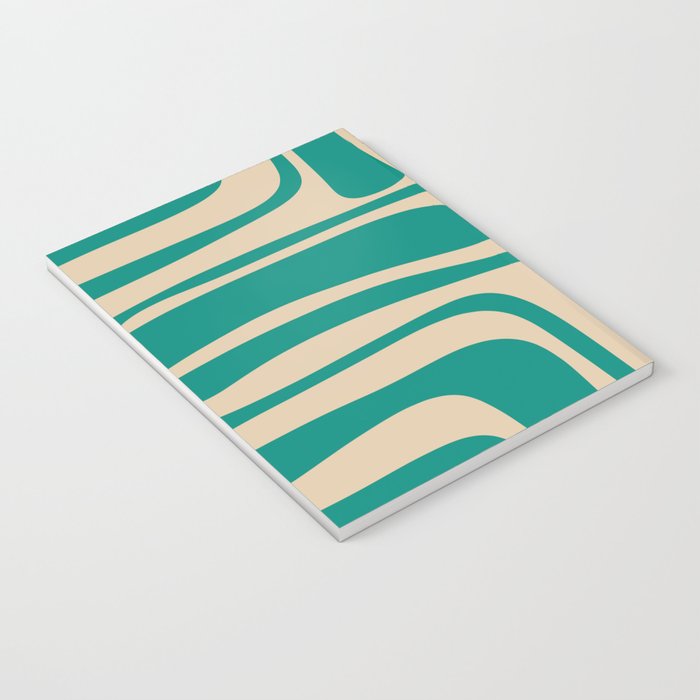 Palm Springs - Midcentury Modern Abstract Pattern in Mid Mod Turquoise Teal and Beige  Notebook Gallery Image 3