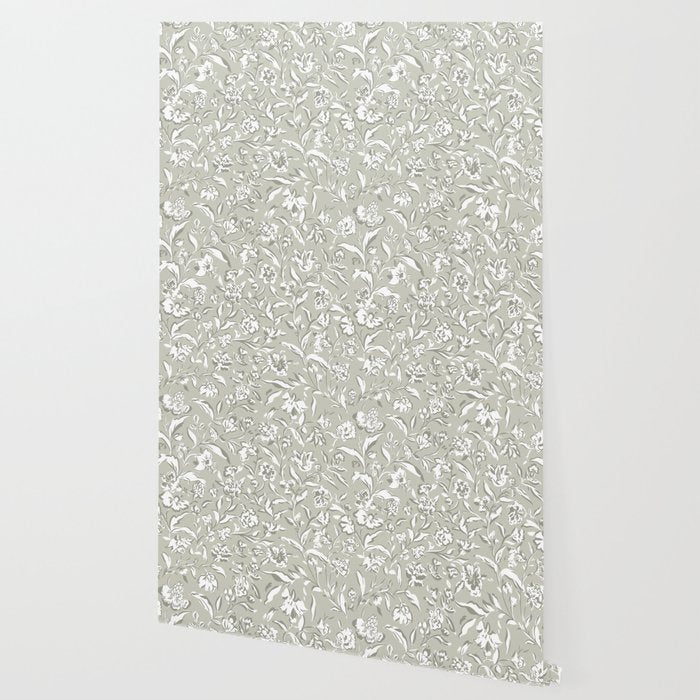 Painterly Florals - Sage Wallpaper Gallery Image 2