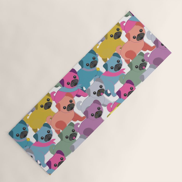 Colored Pugs Pattern - no1 Yoga Mat Gallery Image 1