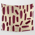 Modern burgundy gold watercolor brushstrokes Wall Tapestry Gallery Image 4