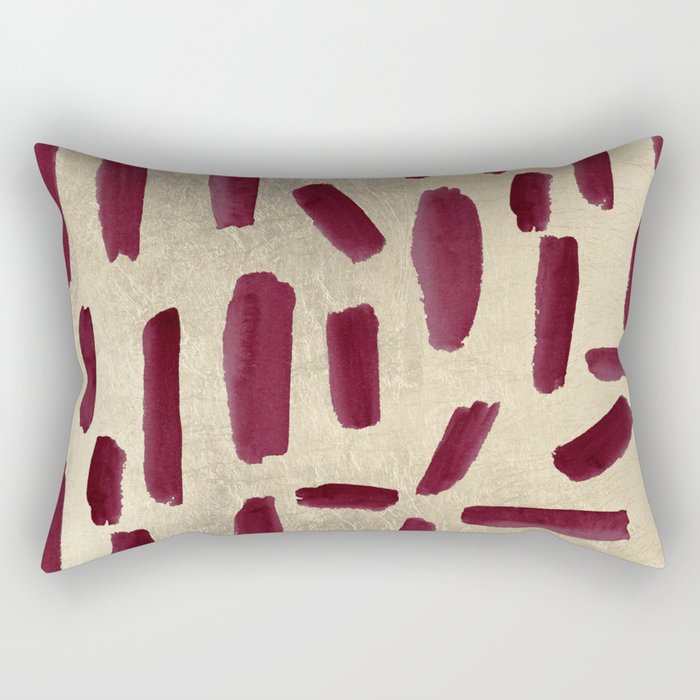 Modern burgundy gold watercolor brushstrokes Rectangular Pillow Gallery Image 2