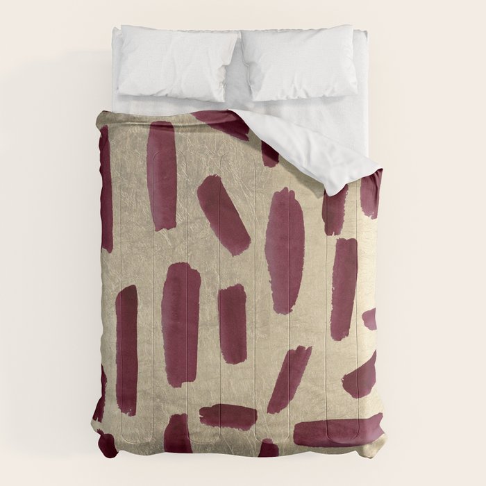 Modern burgundy gold watercolor brushstrokes Comforter Gallery Image 6