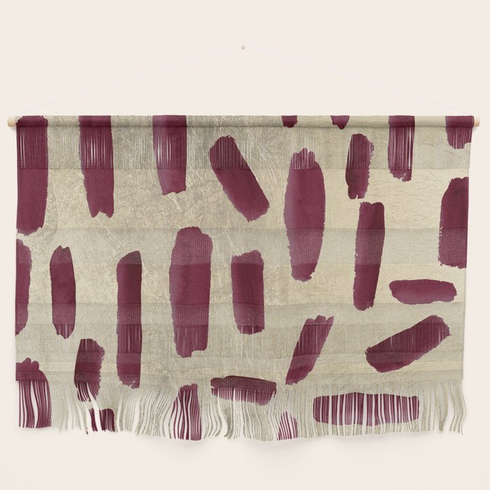 Modern burgundy gold watercolor brushstrokes Wall Hanging Gallery Image 1