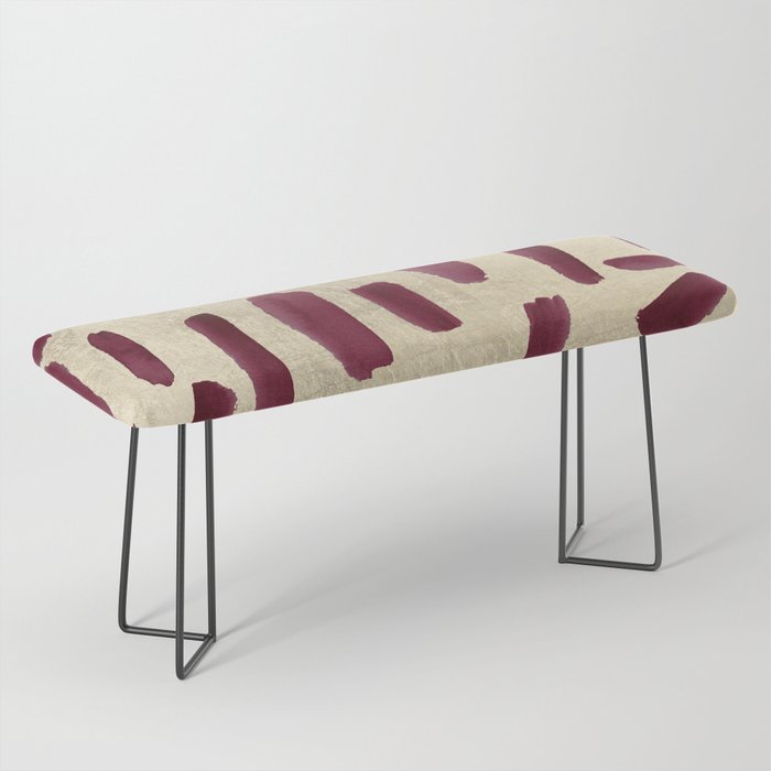 Modern burgundy gold watercolor brushstrokes Bench Gallery Image 1