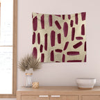 Modern burgundy gold watercolor brushstrokes Wall Tapestry Gallery Image 2