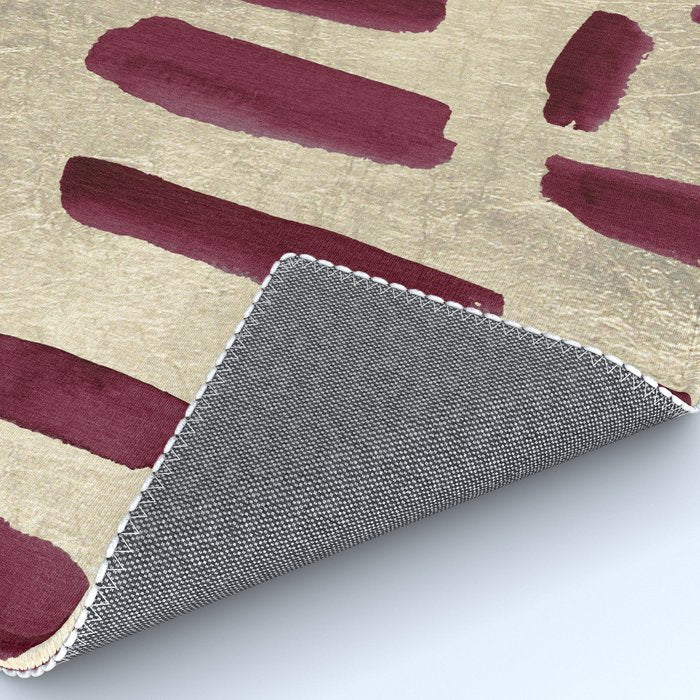 Modern burgundy gold watercolor brushstrokes Rug Gallery Image 4