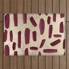 Modern burgundy gold watercolor brushstrokes Outdoor Rug Gallery Image 1