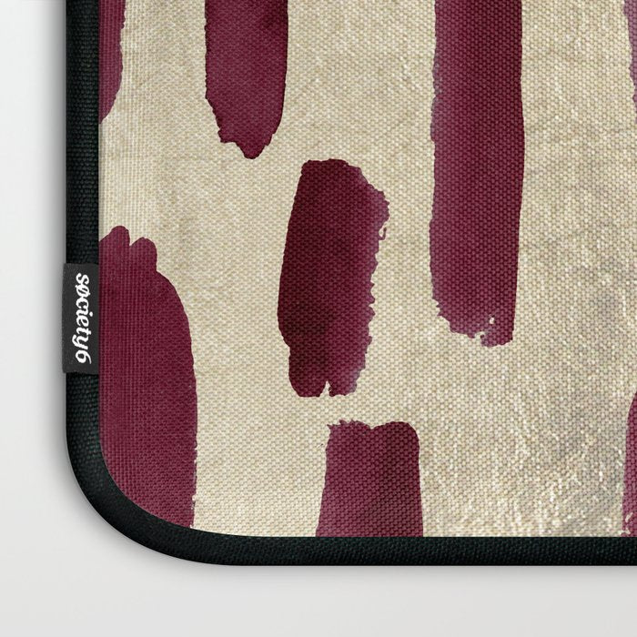 Modern burgundy gold watercolor brushstrokes Laptop Sleeve Gallery Image 3