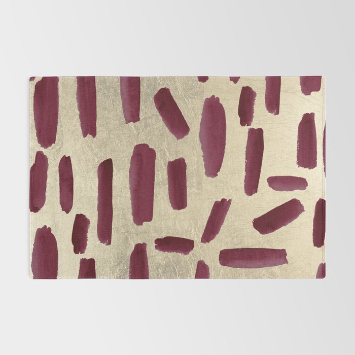 Modern burgundy gold watercolor brushstrokes Rug Gallery Image 2