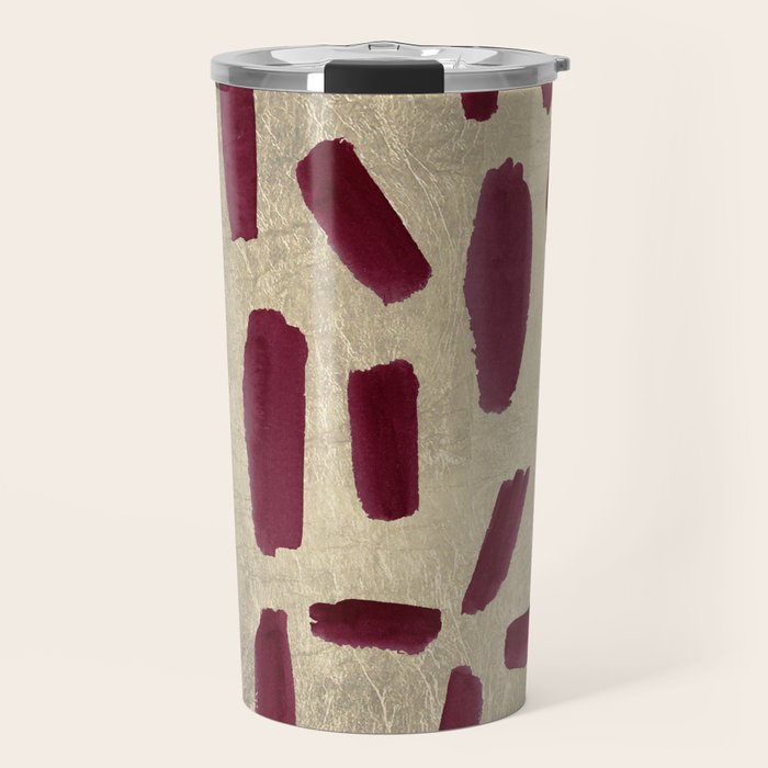 Modern burgundy gold watercolor brushstrokes Travel Mug Gallery Image 1