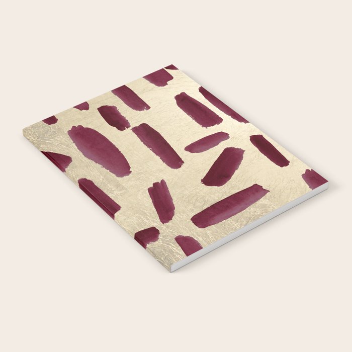 Modern burgundy gold watercolor brushstrokes Notebook Gallery Image 2
