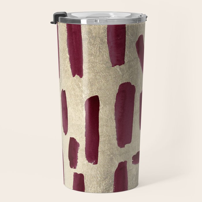 Modern burgundy gold watercolor brushstrokes Travel Mug Gallery Image 3