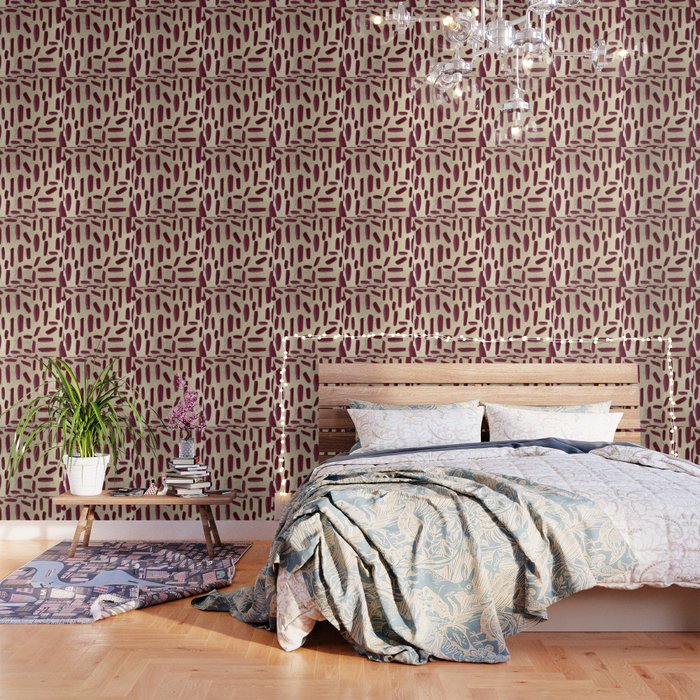 Modern burgundy gold watercolor brushstrokes Wallpaper Gallery Image 1