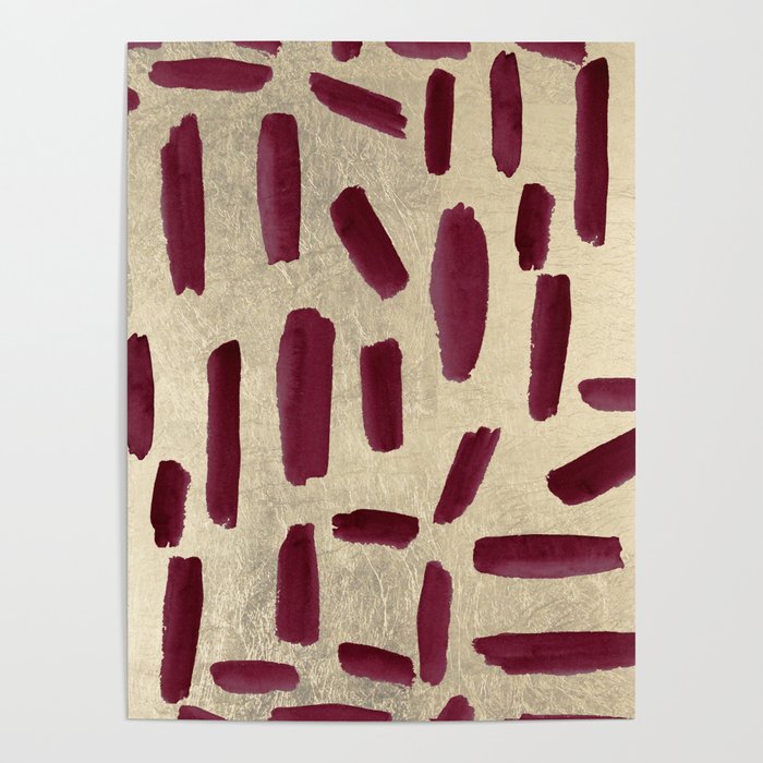 Modern burgundy gold watercolor brushstrokes Poster Gallery Image 4