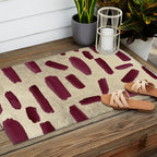 Modern burgundy gold watercolor brushstrokes Outdoor Rug Gallery Image 2
