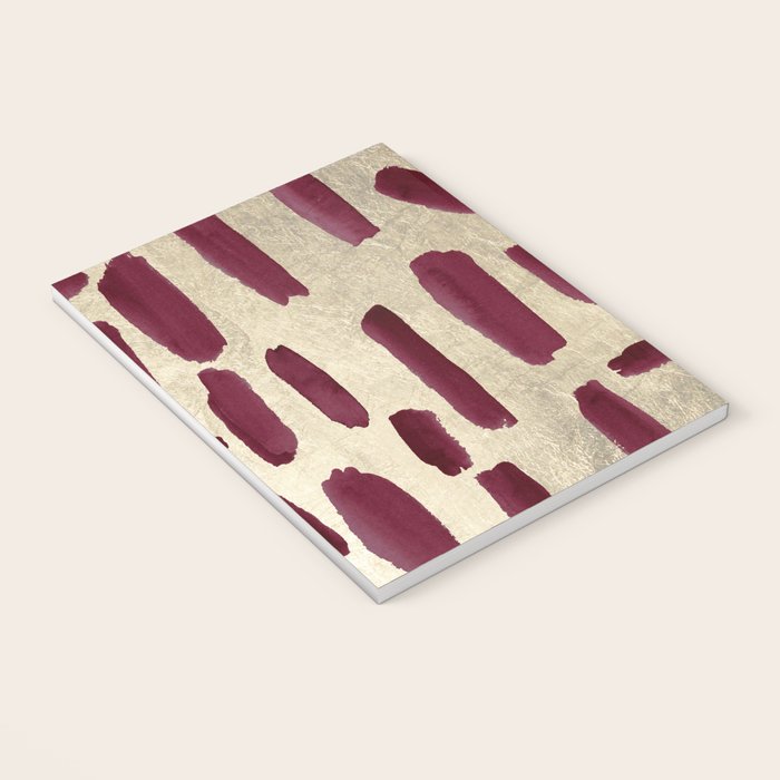 Modern burgundy gold watercolor brushstrokes Notebook Gallery Image 3