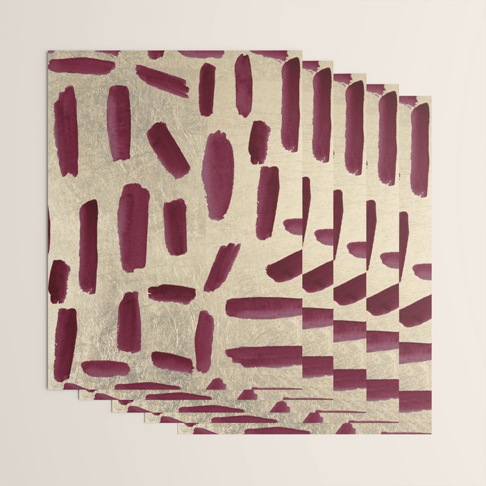 Modern burgundy gold watercolor brushstrokes Wrapping Paper Gallery Image 3