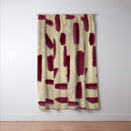Modern burgundy gold watercolor brushstrokes Window Curtain Gallery Image 3